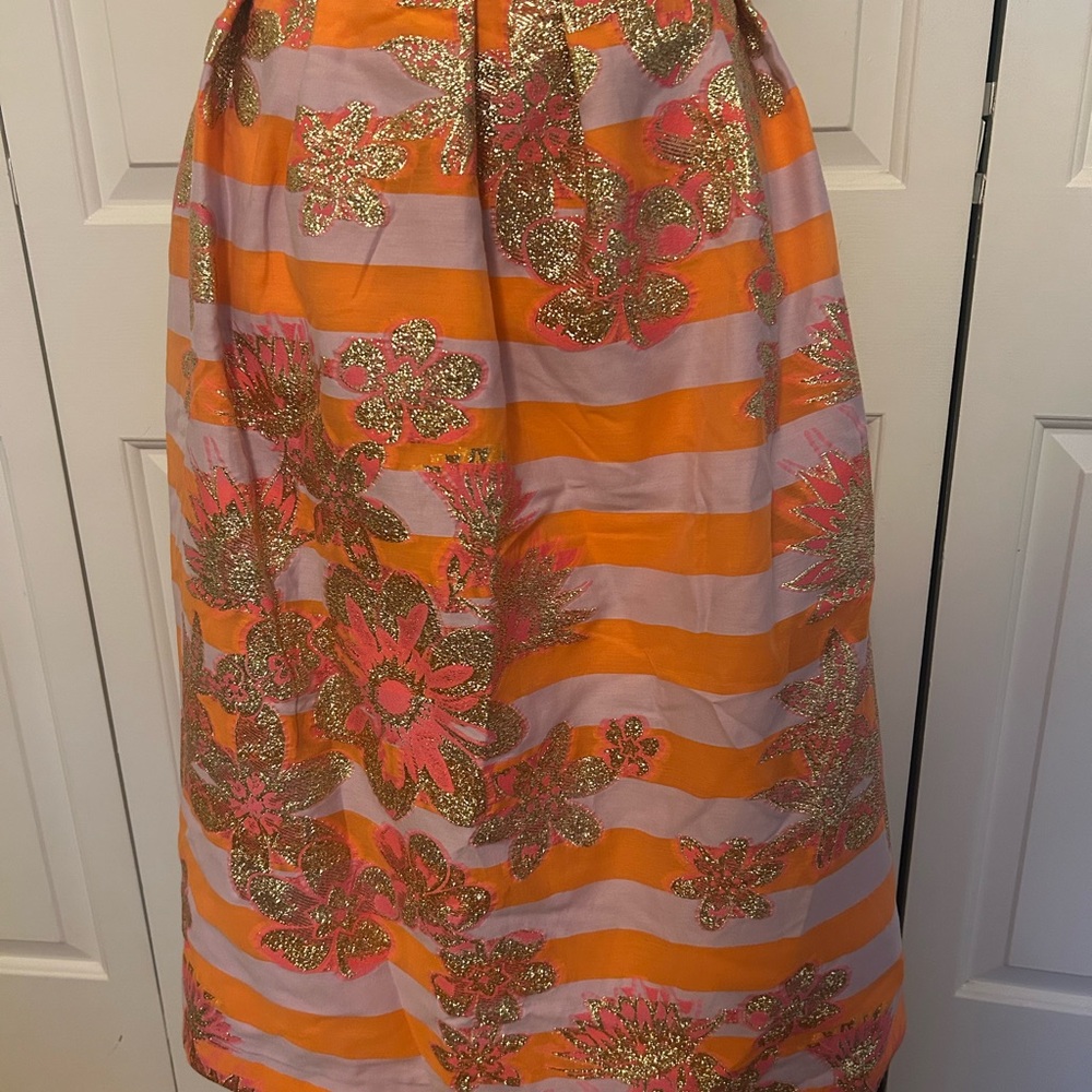 Lilly Pulitzer Orange and Pink Floral A-Line Skirt